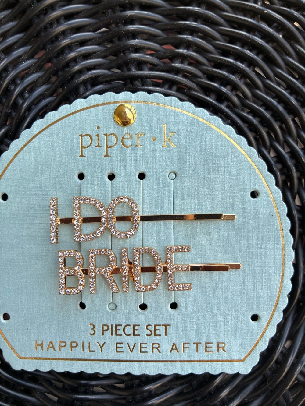 Piper Rose Gold Crystal 'I DO' and 'BRIDE' Hair Pins